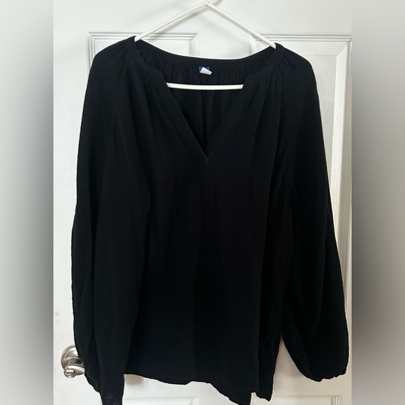 Old Navy Black Long Sleeve V-Neck Cotton Top XL - Picture 1 of 4